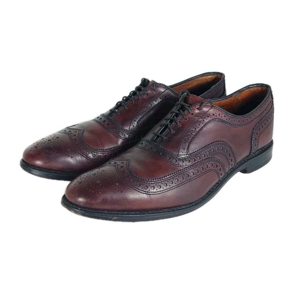 Allen Edmonds Mens McAllister US9,5C Burgandy Leather Wingtip Brogue Dress Shoes